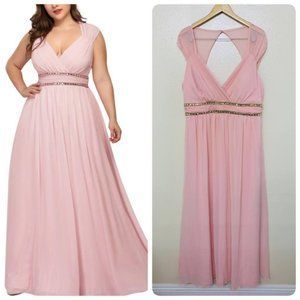 Ever Pretty Evening Gown Beaded Open Back Pink